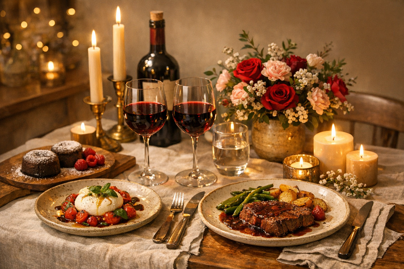 Dîner romantique : menu Saint-Valentin maison
