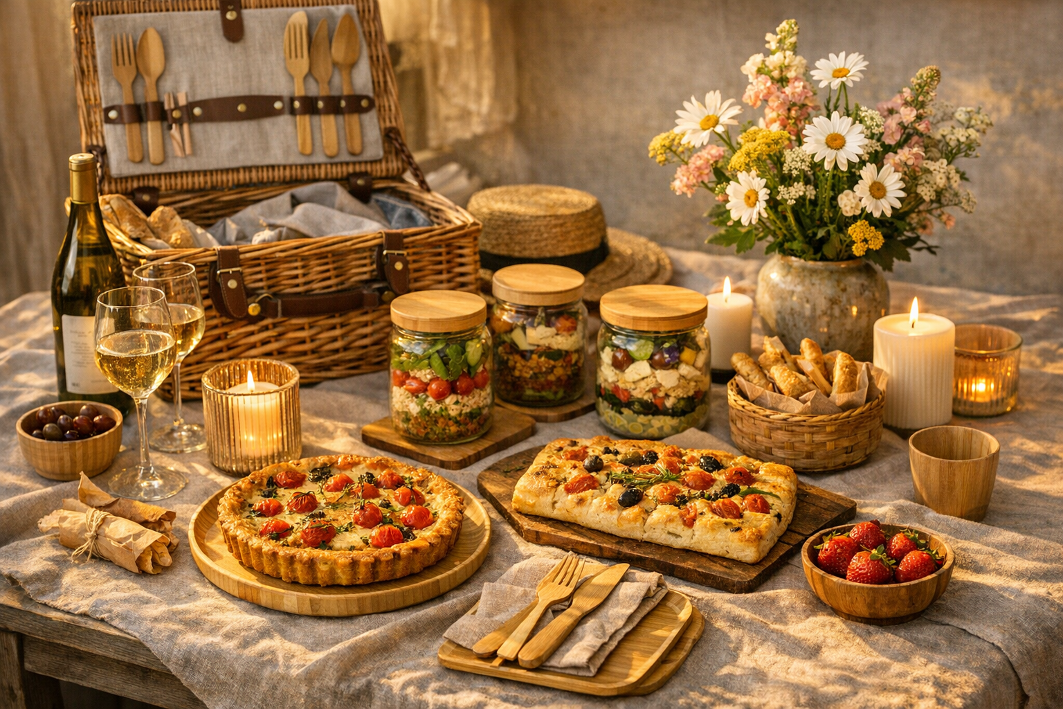 Pique-nique chic : panier, recettes nomades, vaisselle