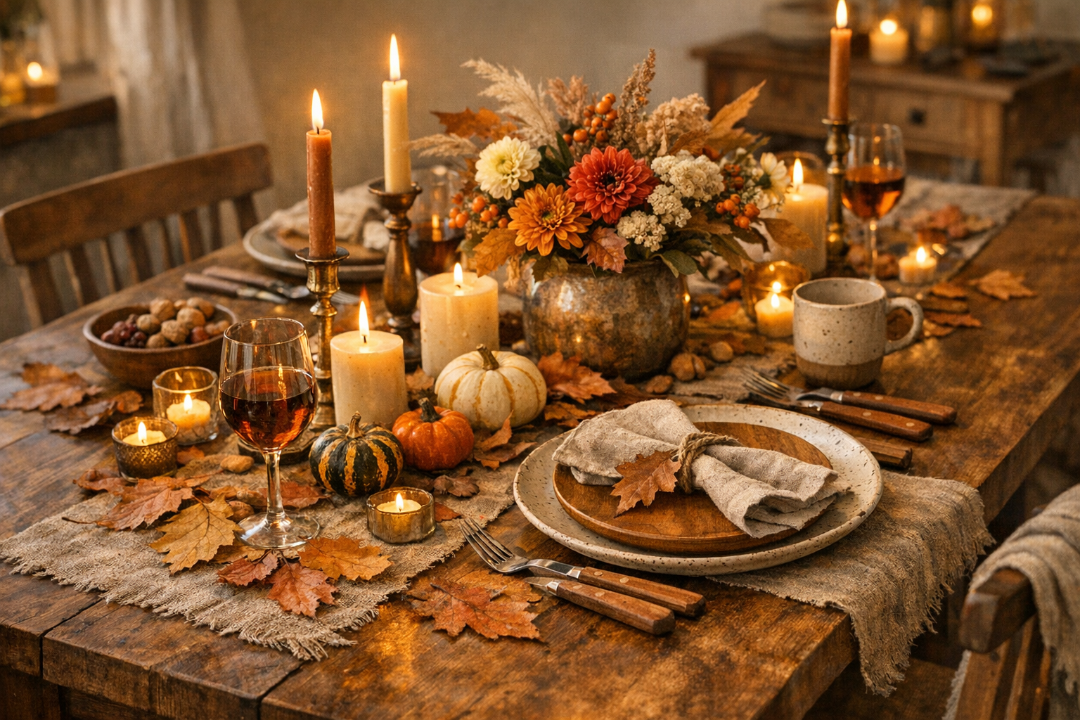 Dresser une table d'automne : couleurs, matières, idées