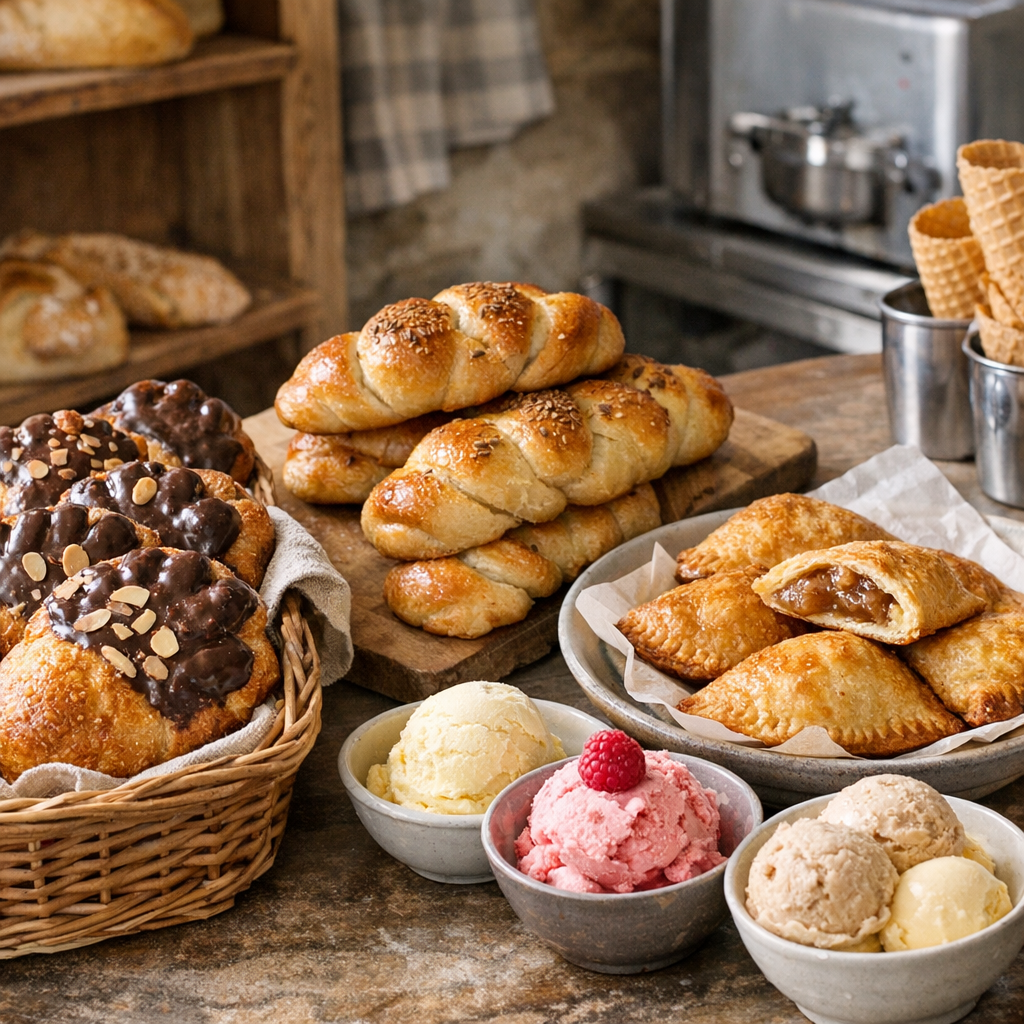 Spécialités à goûter : patte d’ours, bescoins, rissoles et glaces maison