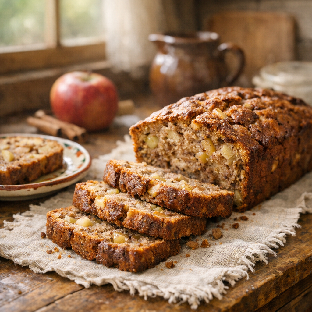 Ce Cake aux pommes et cannelle reste moelleux et rustique
