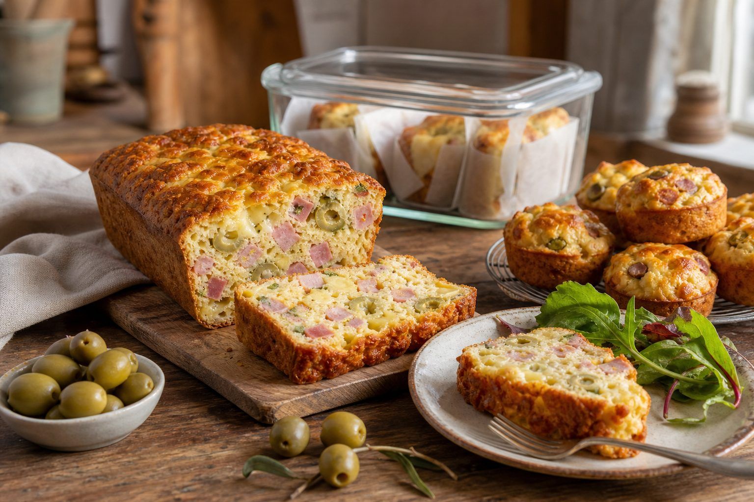 Variantes, service et conservation du cake jambon olive