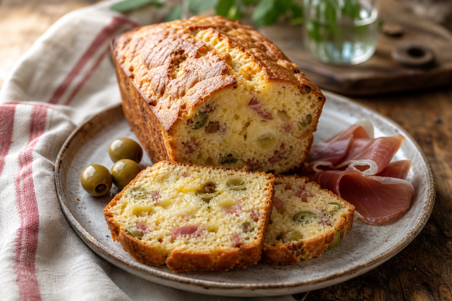 Le cake jambon olive, fromage et moelleux à souhait