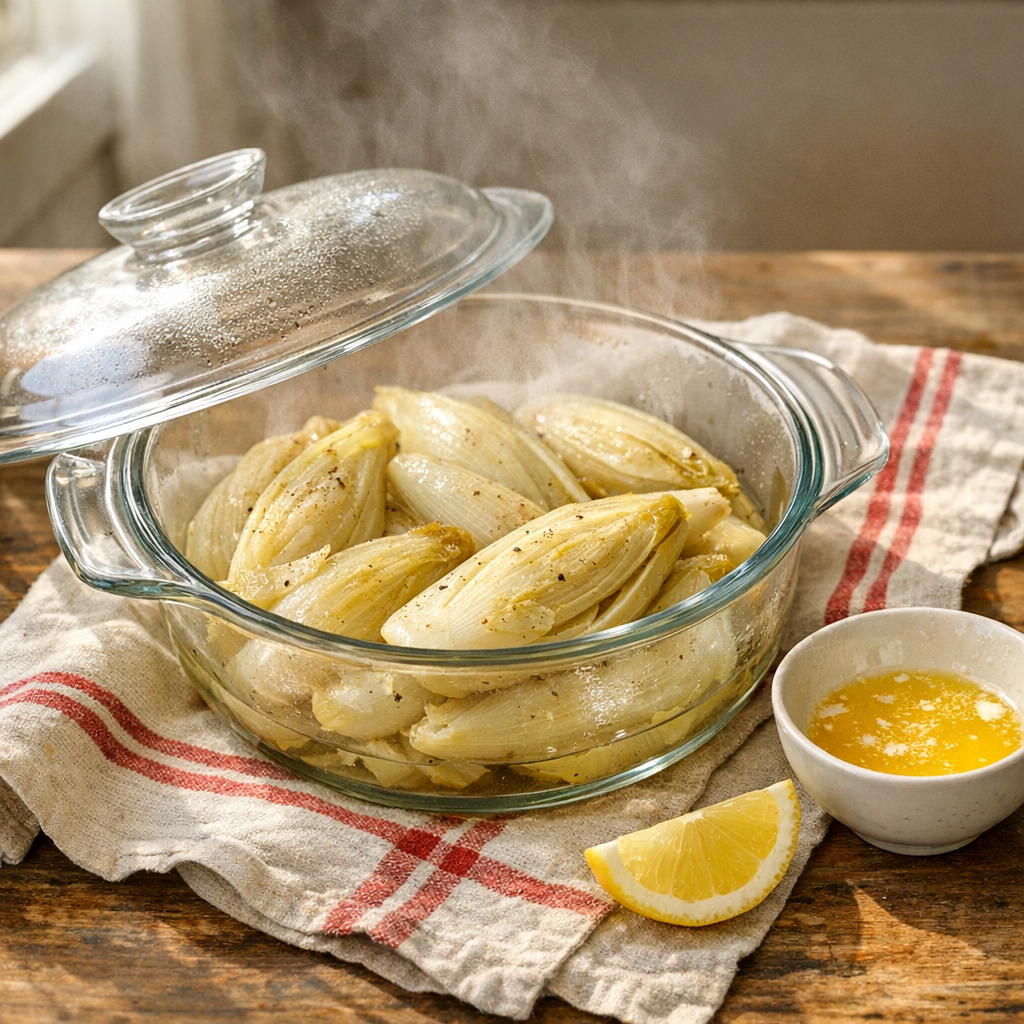 La cuisson des Endives au micro-ondes se réussit en 8 minutes