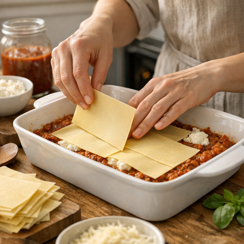 Préparation&nbsp;: comment placer les lasagnes dans le plat