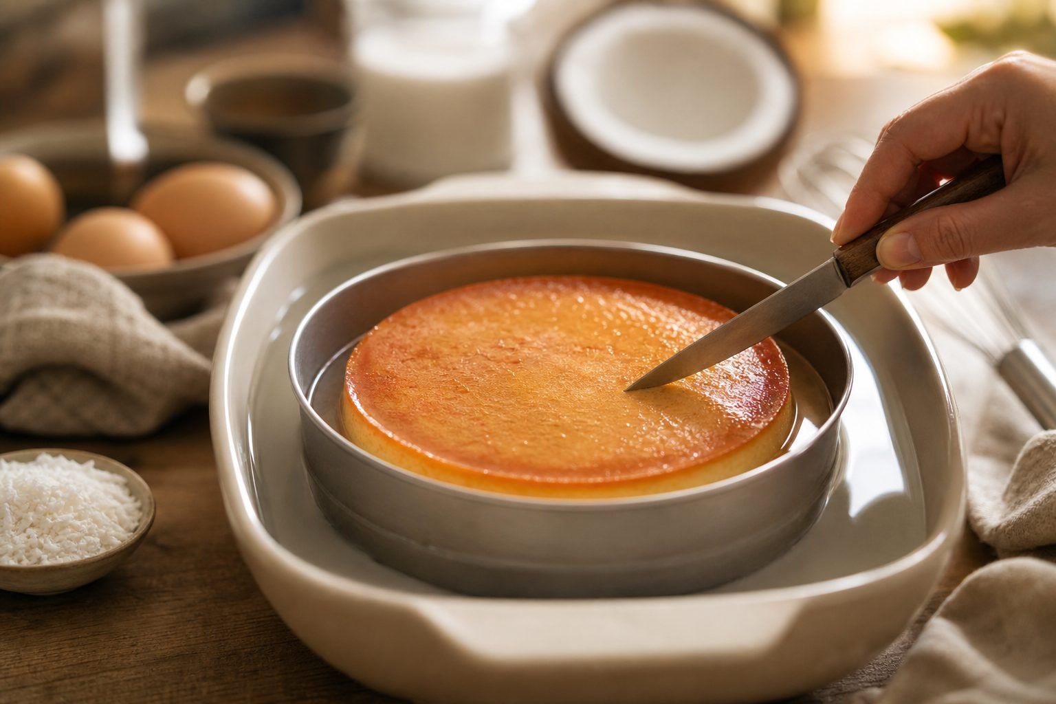 Préparation : comment cuire un flan coco sans le dessécher