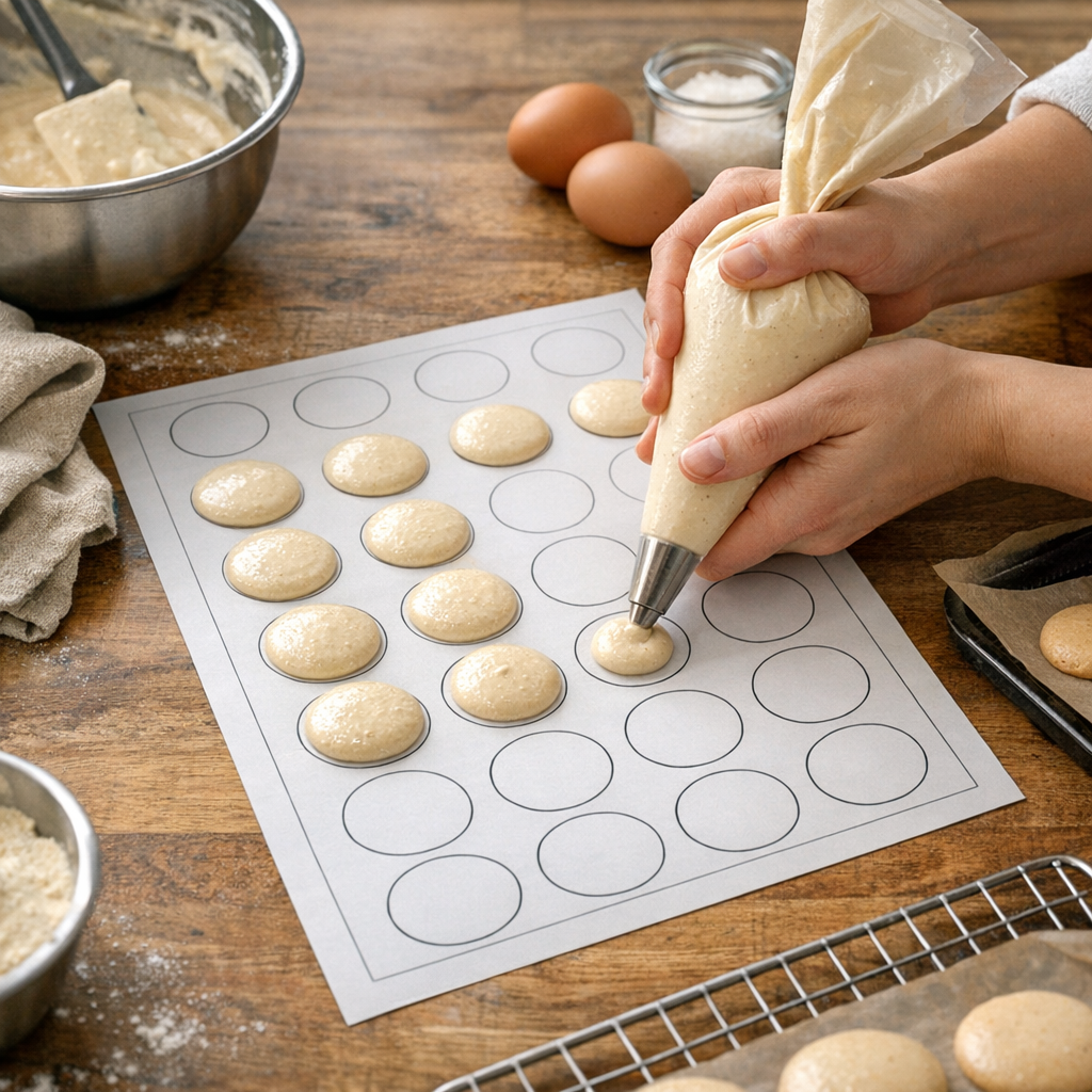 Comment pocher des macarons réguliers sur un gabarit