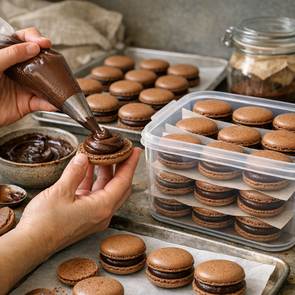 Finition des macarons&nbsp;: garnir, maturer et conserver sans détremper