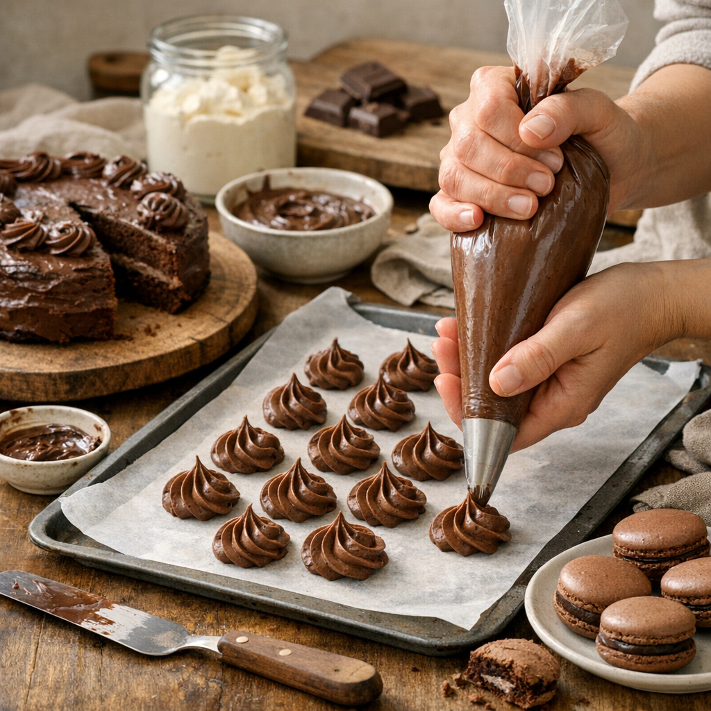 Banc d’essai maison : tenue au pochage, gâteau et macarons