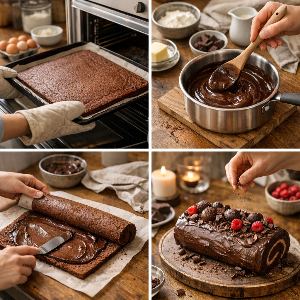 Le déroulé sans stress : cuisson, ganache, montage et décoration