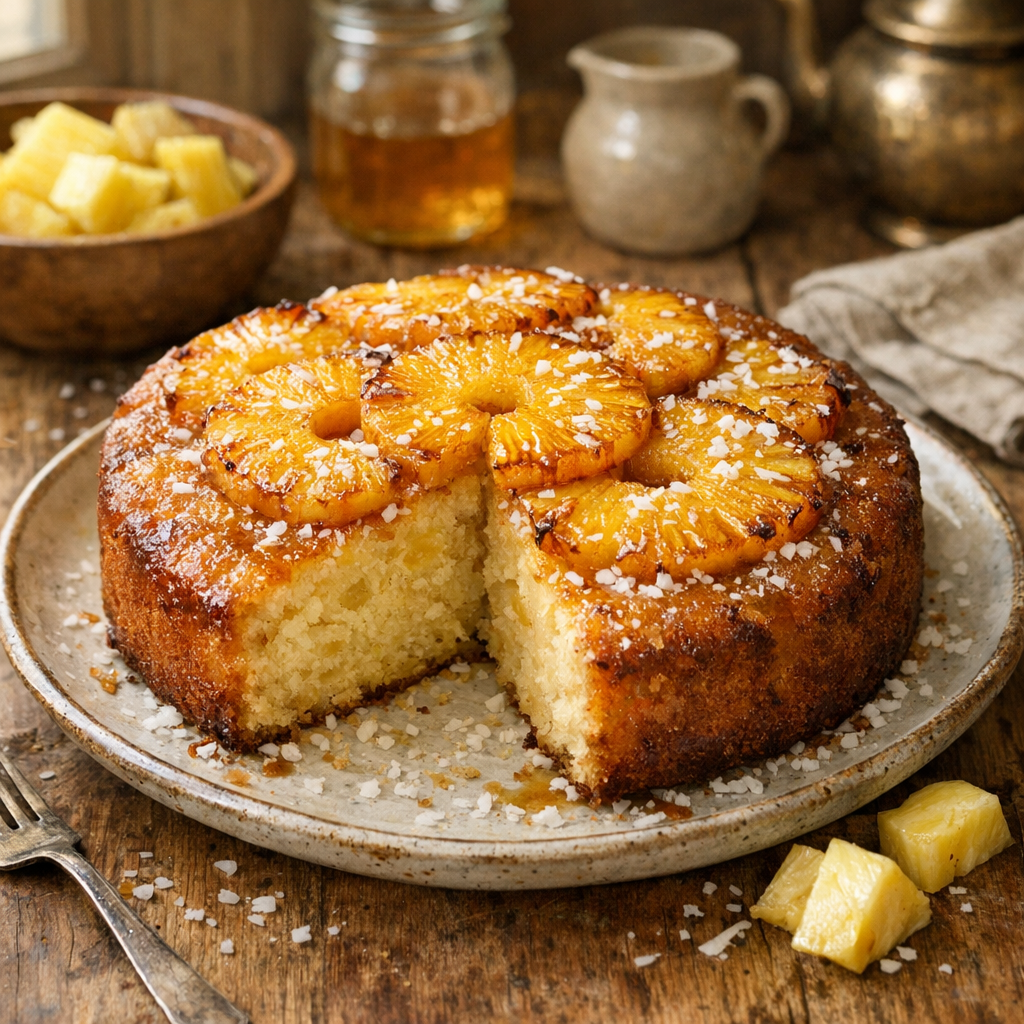 Le Gâteau au yaourt et à l’Ananas reste bien moelleux