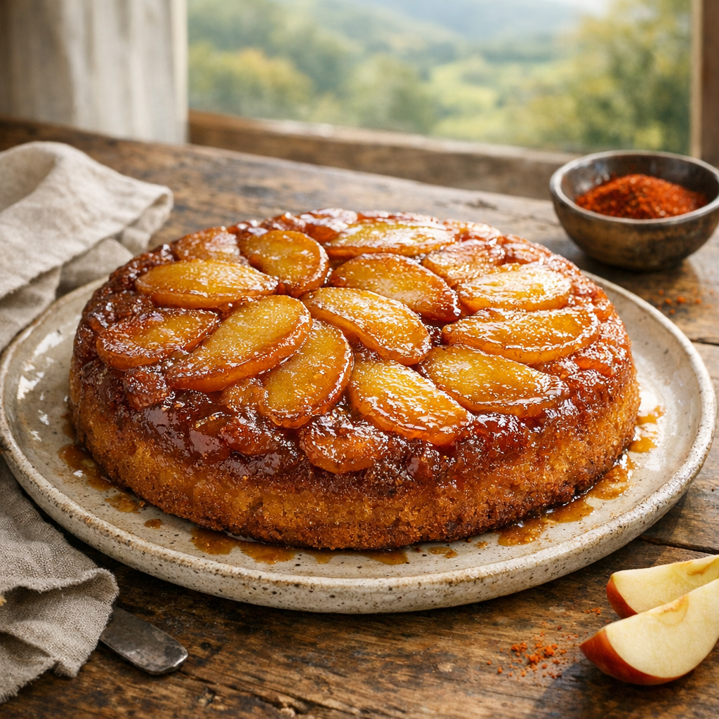 Ce Gâteau aux pommes renversé reste moelleux et caramélisé