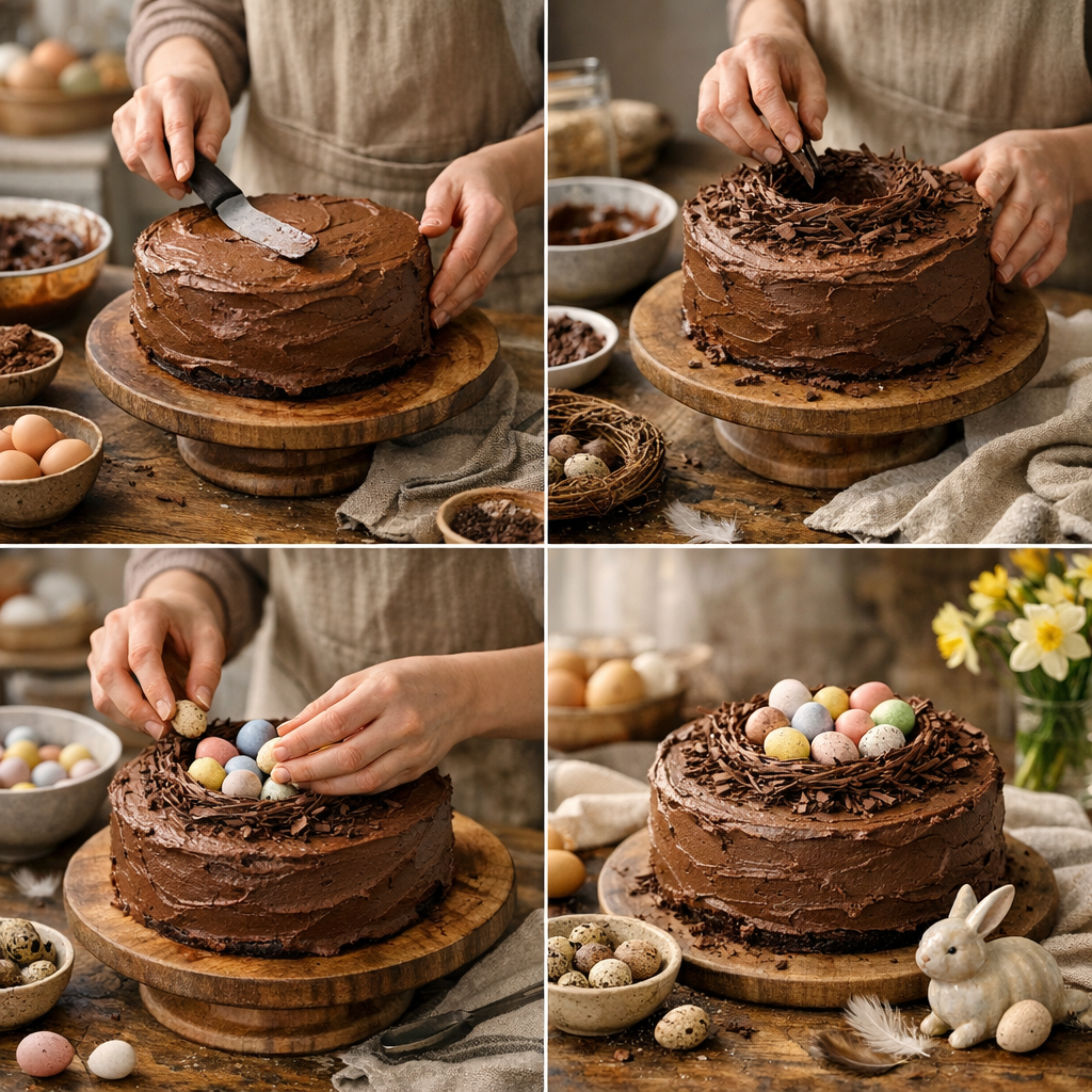La recette étape par étape : faire un nid de Pâques en gâteau
