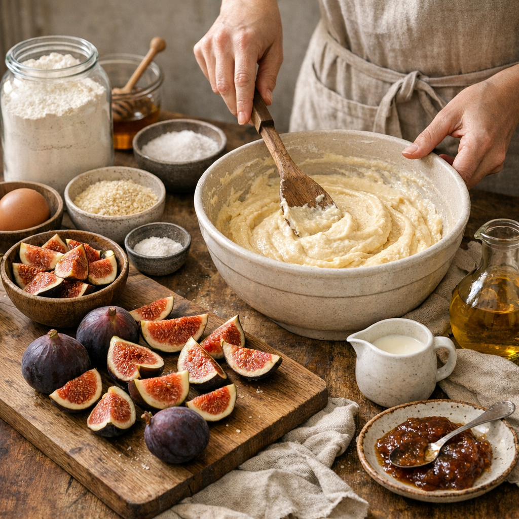 Préparation pas à pas pour un gâteau aux figues vraiment moelleux