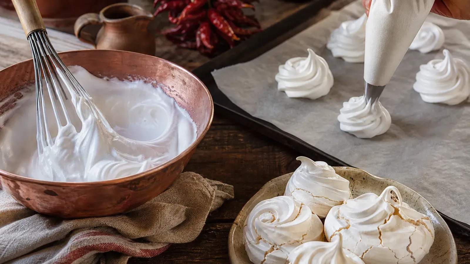 La meringue française croustillante se maîtrise en trois gestes
