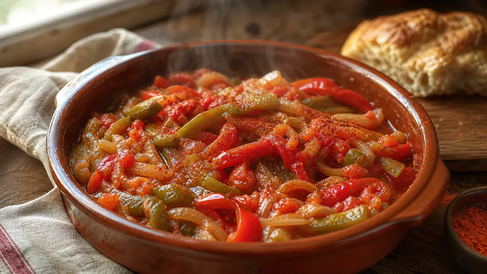 La piperade basque se mijote avec poivrons, tomates et piment d'Espelette