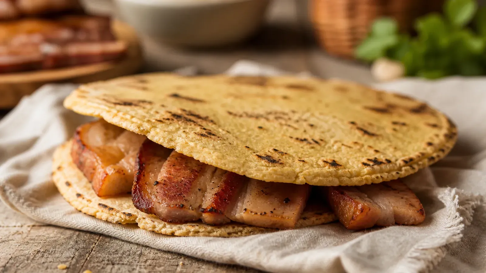 La taloa, galette de maïs basque, se garnit de ventrèche