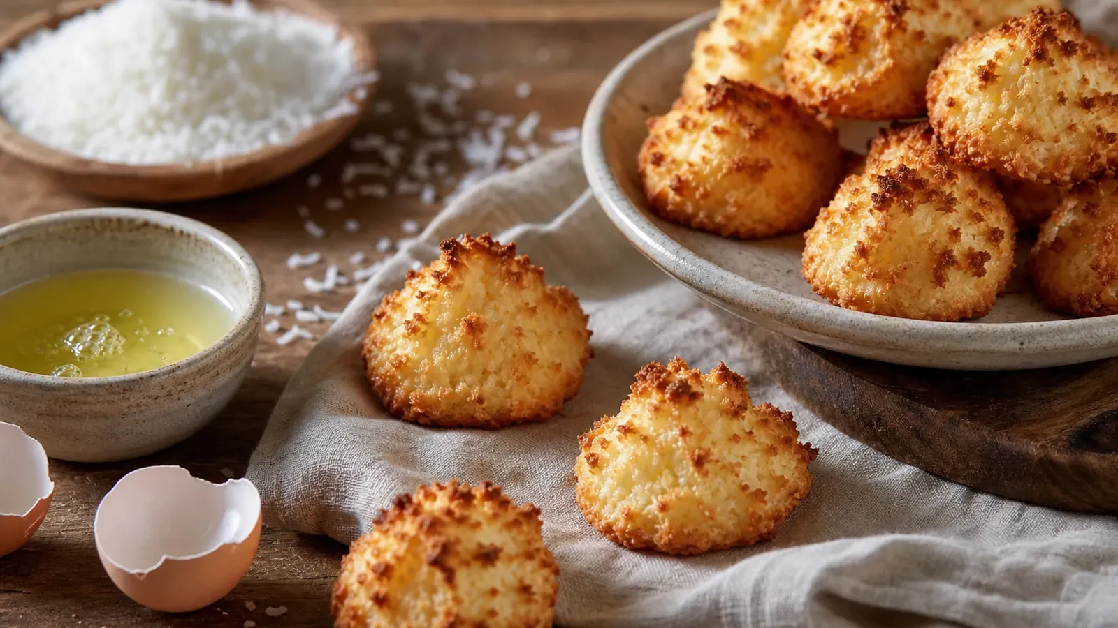 Les rochers à la noix de coco se font avec deux blancs d'œufs