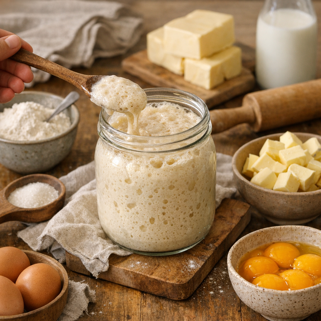 Faire un levain naturel prêt pour une pâte briochée