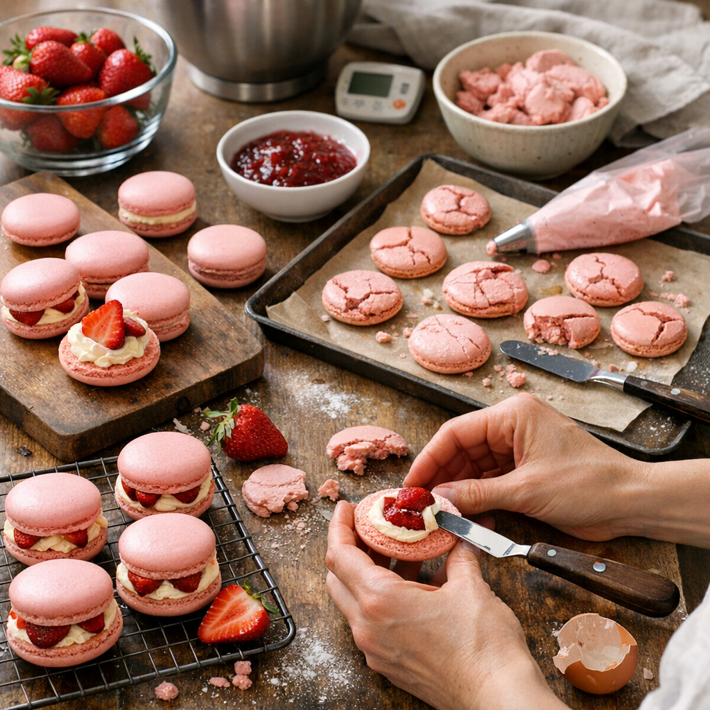 Conseils de réussite et dépannage des macarons fraise