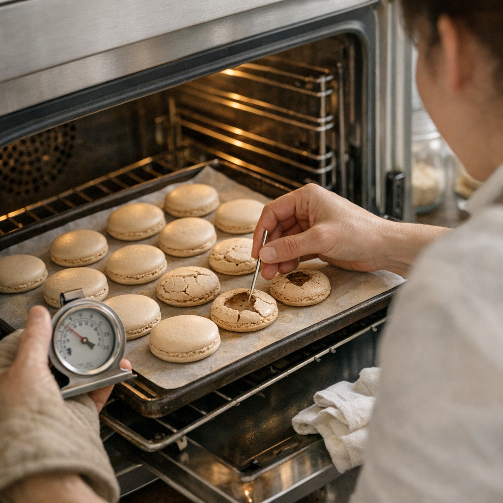 Cuisson des macarons&nbsp;: vérifier, ajuster, éviter les coques craquées ou colorées