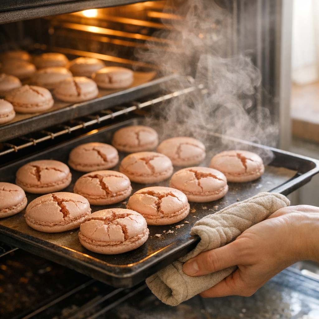 Cuisson des macarons&nbsp;: four trop chaud, plaques et choc thermique