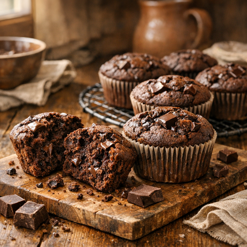 Ces Muffins au chocolat restent moelleux grâce à une Recette simple