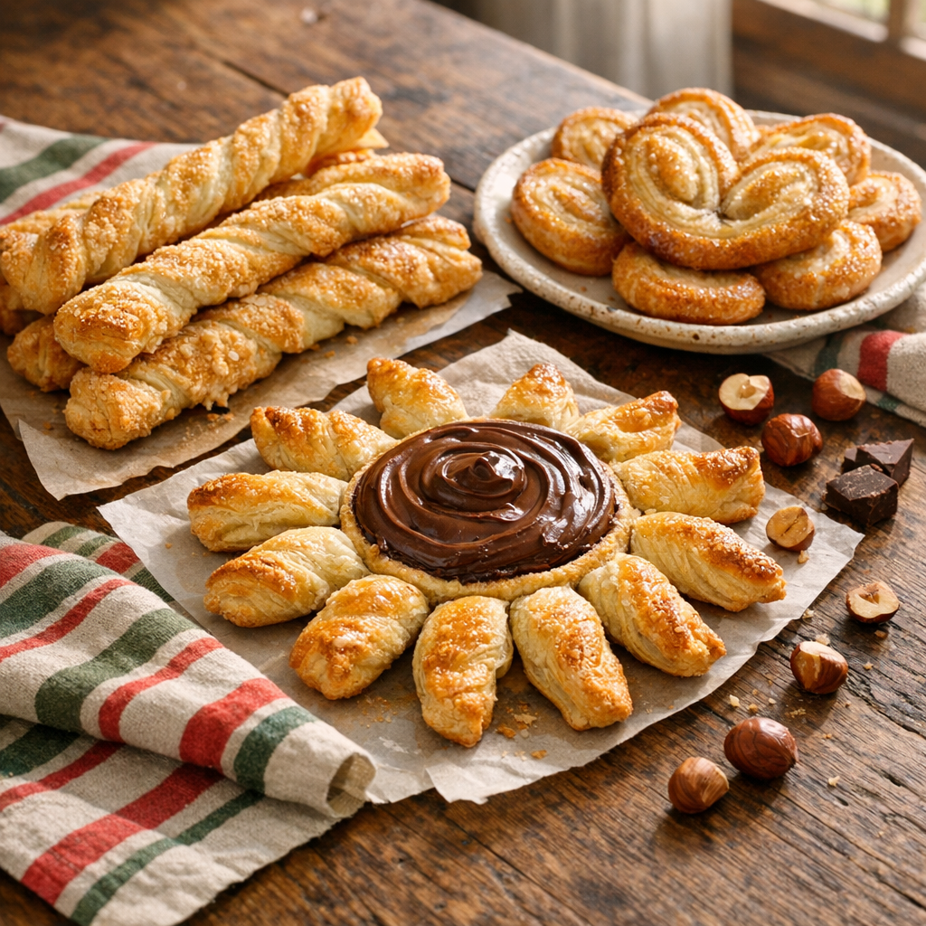 La pâte feuilletée au Nutella se décline en Palmiers de Noël