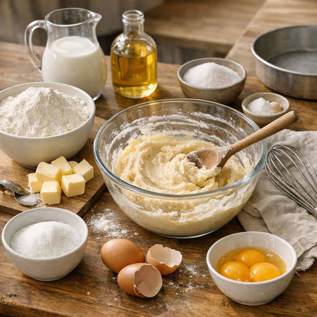 Ingrédients et préparation d’une pâte à gâteau simple