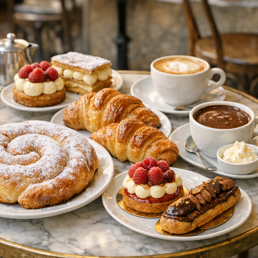 Spécialités sucrées de Barcelone : ensaïmada, croissants, chocolat chaud et créations françaises