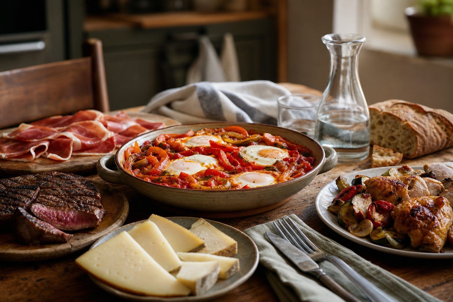 Que servir avec la piperade&nbsp;: jambon, viande, fromage et restes