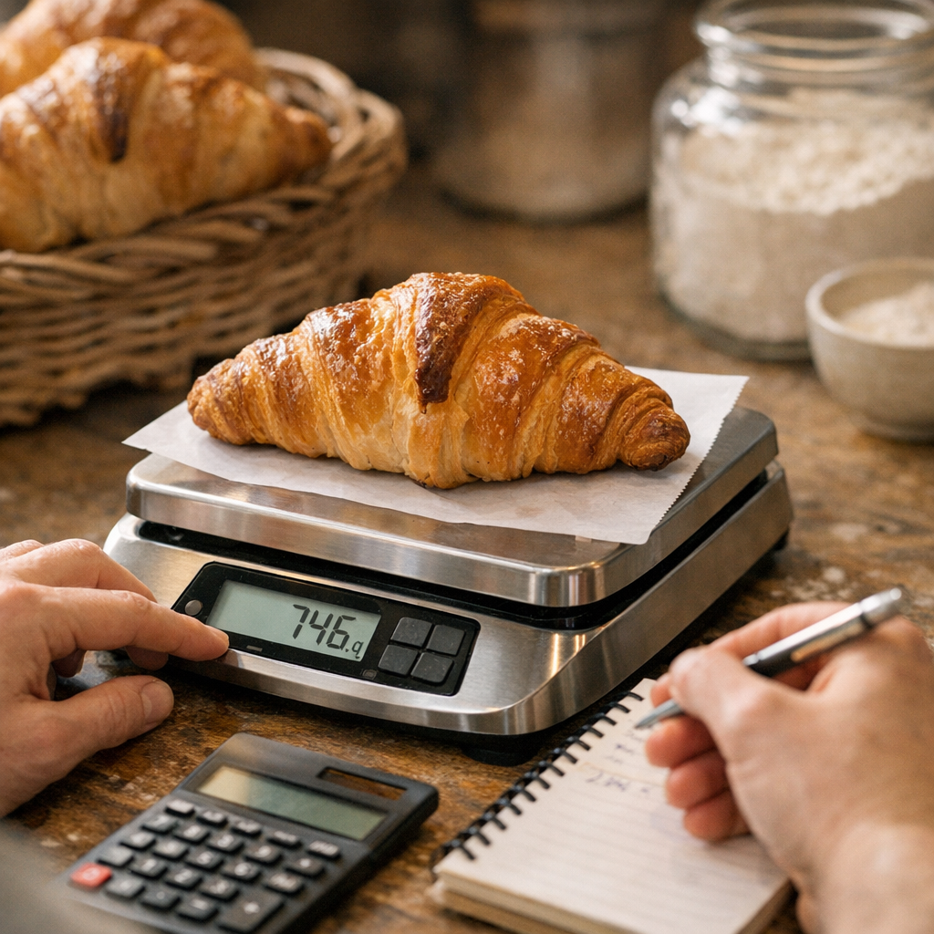 Calculer les calories selon le poids réel du croissant