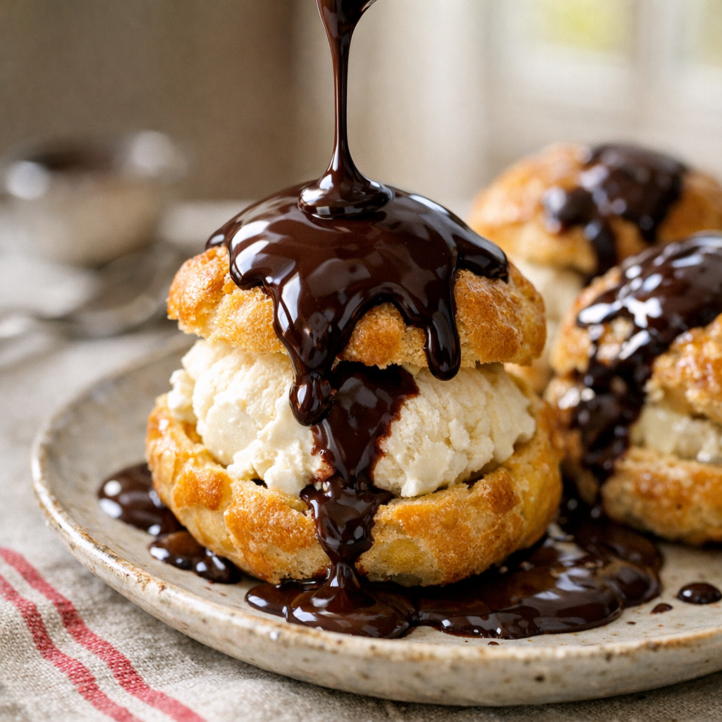 Les Profiteroles à la sauce chocolat se réussissent en 6 gestes