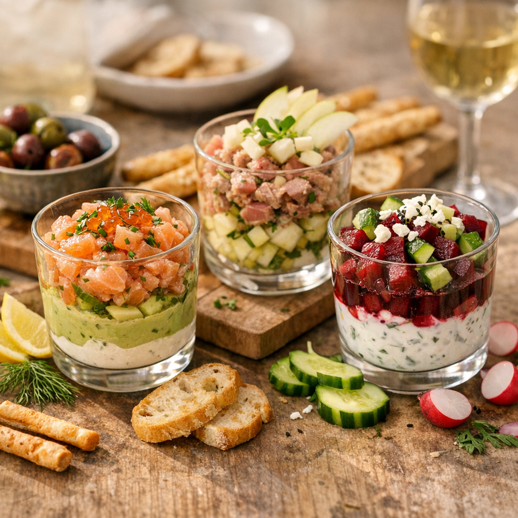 Verrine saumon-avocat, thon-pommes, betterave-concombre&nbsp;: 5 recettes faciles