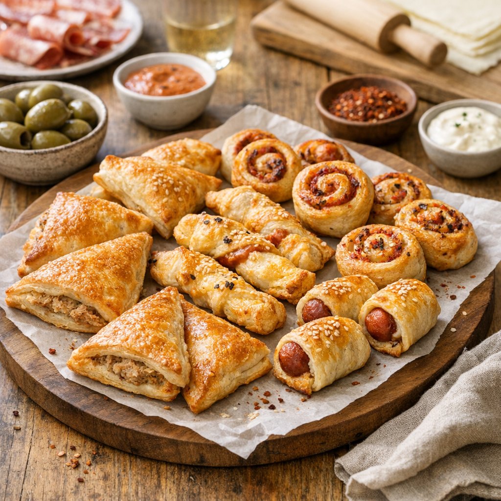 Apéro : feuilletés au thon, fromage, saucisse ou piment d’Espelette en moins de 20 minutes