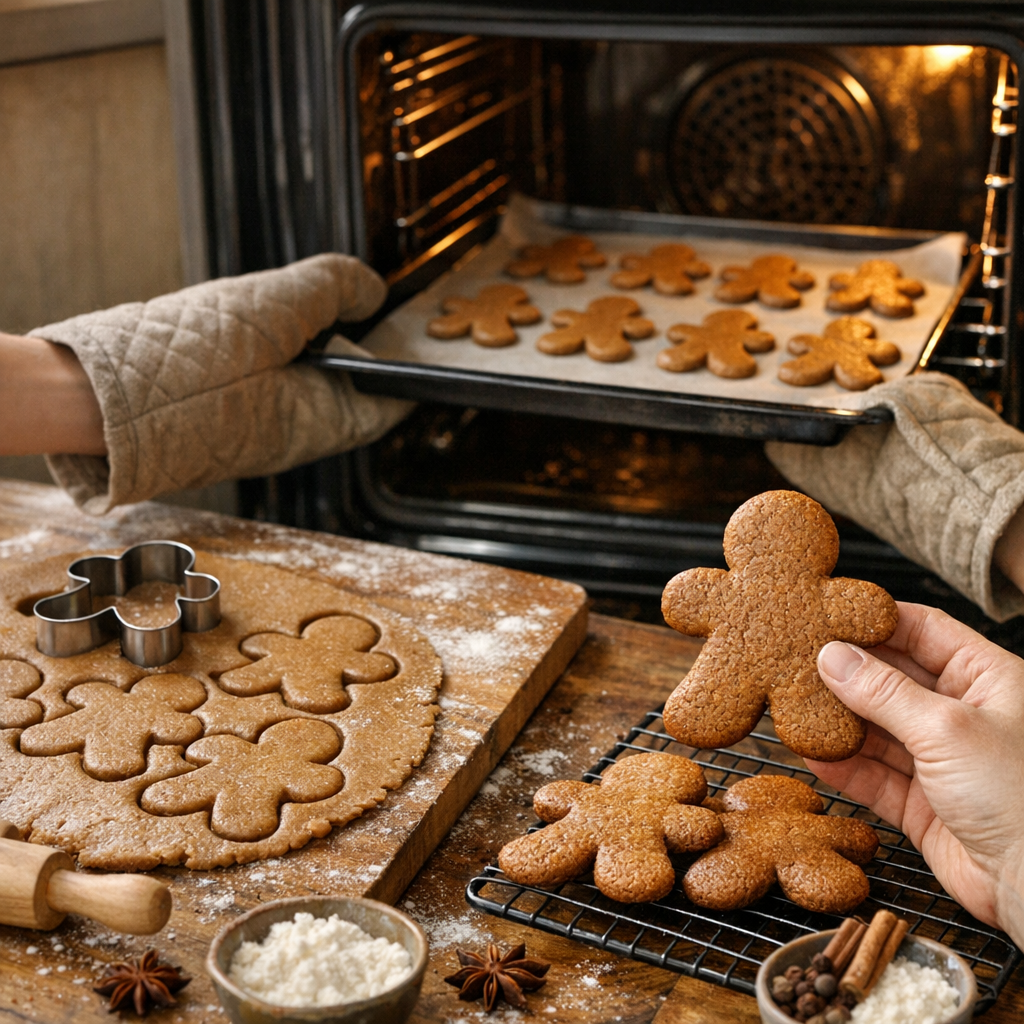 Découpe et cuisson des bonshommes de Noël&nbsp;: 6 mm, 170 °C et indices de texture