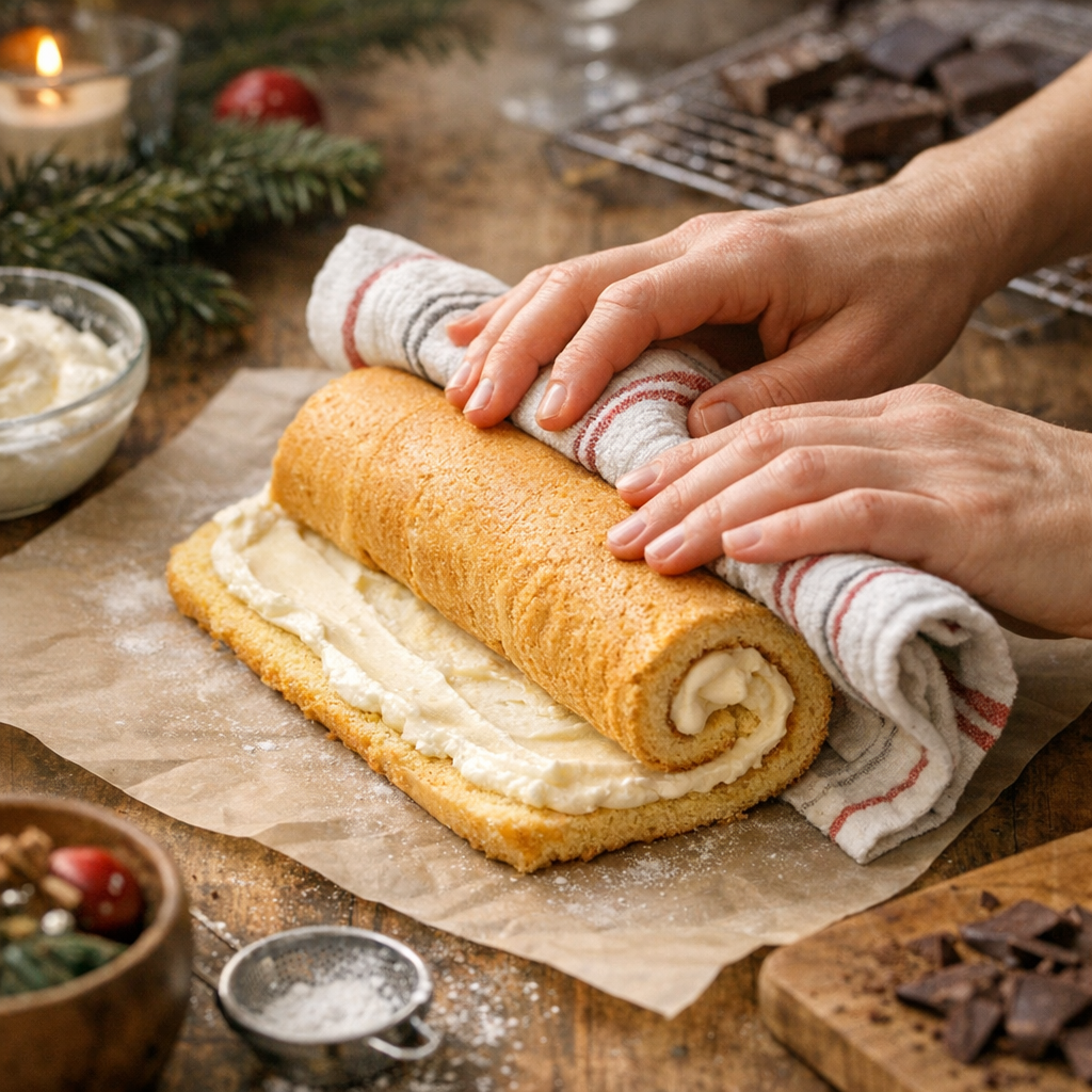 Étapes de la recette : rouler sans casser le biscuit