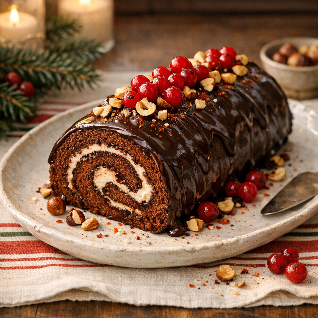 La Recette de Bûche de Noël 2022 réussit avec un biscuit souple
