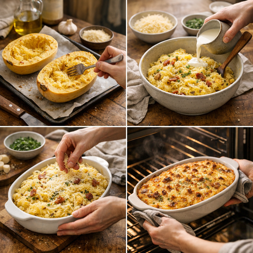 Préparation&nbsp;: réussir le gratin de courge spaghetti pas à pas
