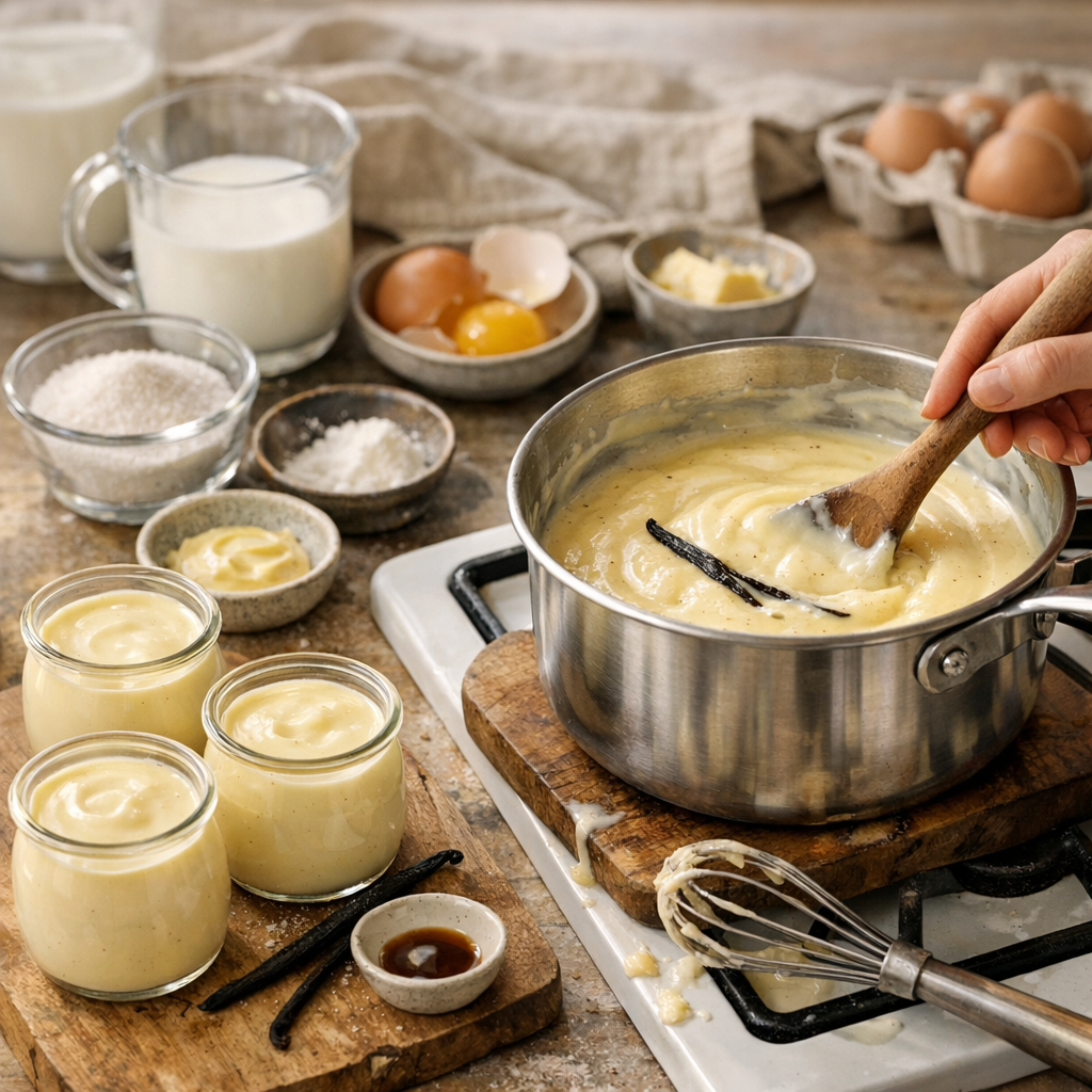 Crème dessert à la vanille facile à la casserole&nbsp;: cuisson minute par minute