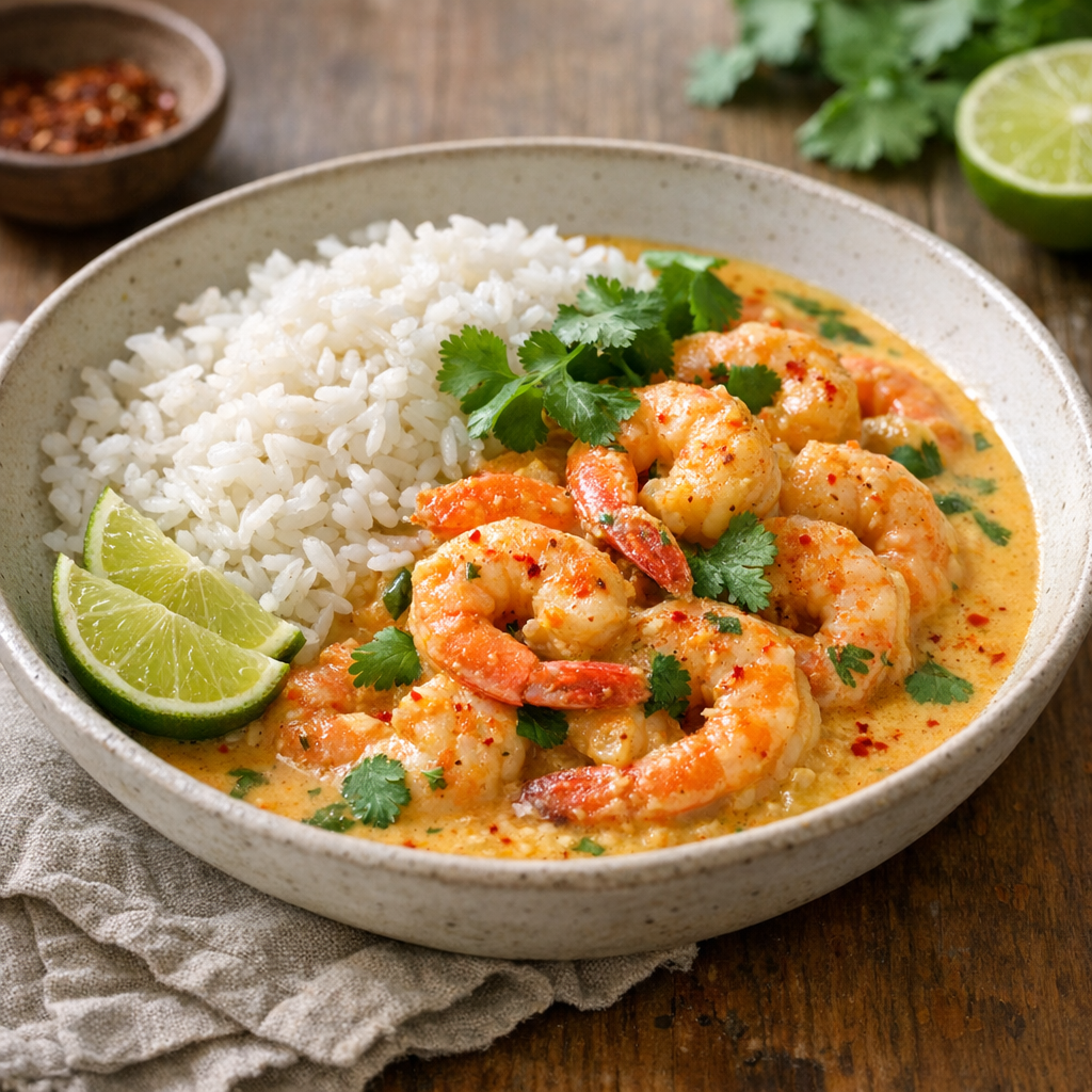 Cette Recette de Crevettes au Lait de Coco reste tendre