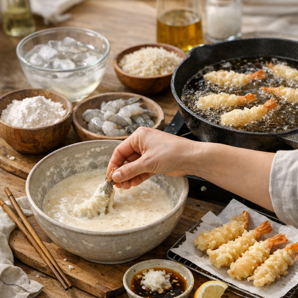 Préparation : réussir la pâte à tempura et la friture