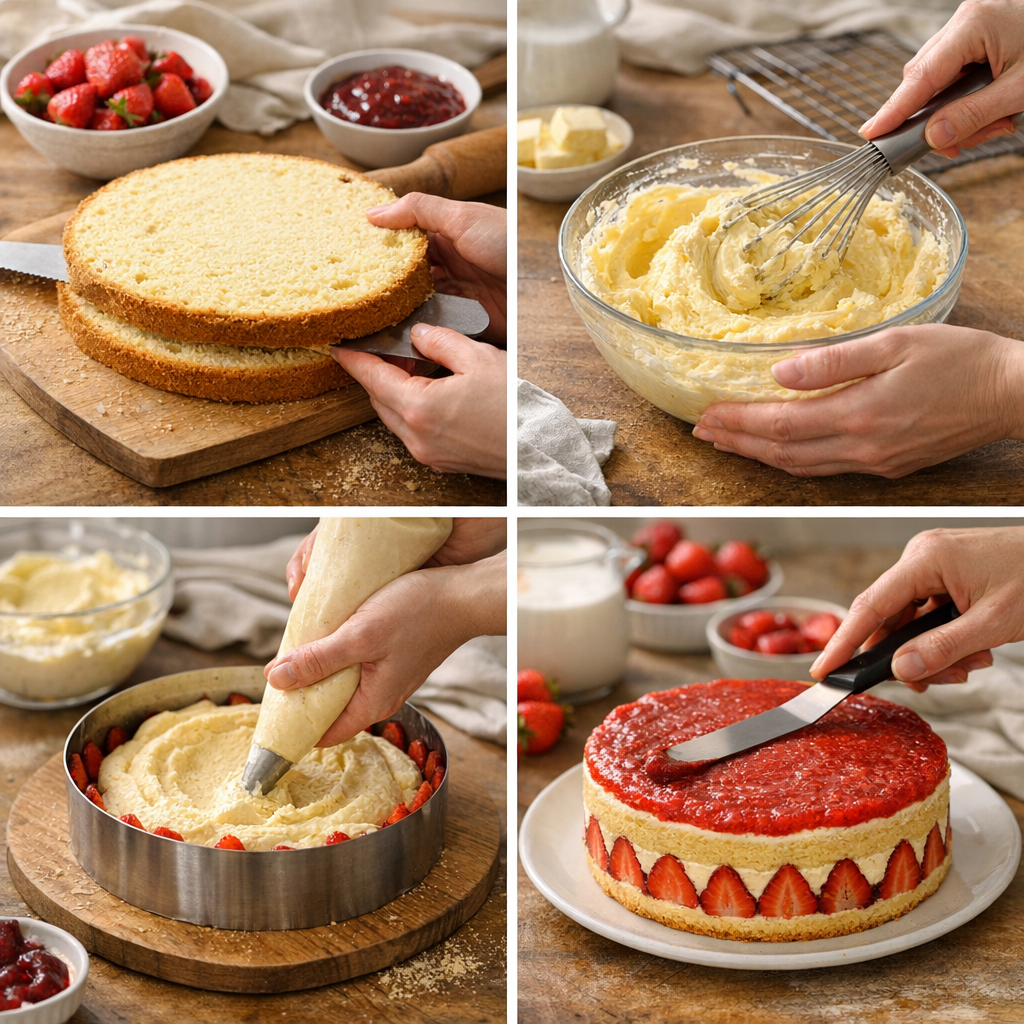 Fraisier à la crème mousseline&nbsp;: étapes de préparation