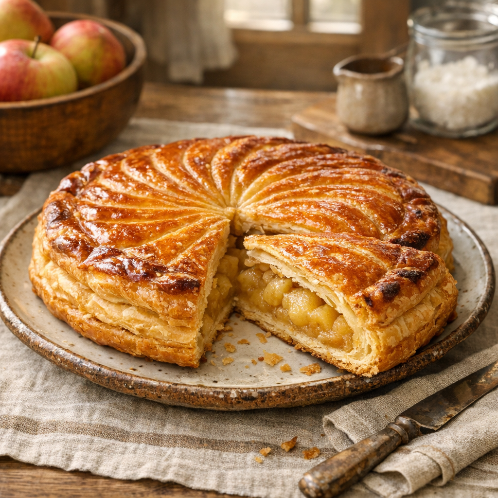 Cette Recette de Galette des Rois aux pommes reste bien feuilletée