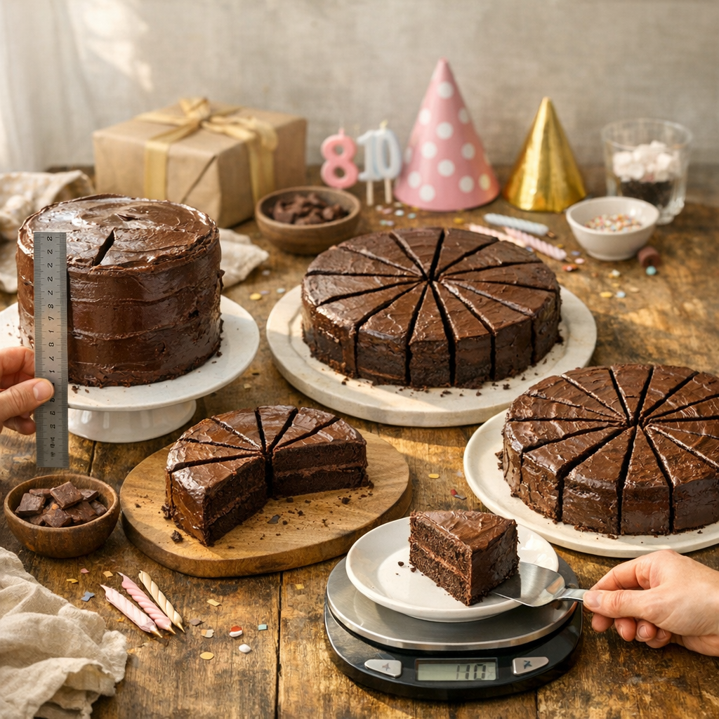 Calibrage anniversaire&nbsp;: hauteur, poids et parts pour 8, 10 ou 15 personnes