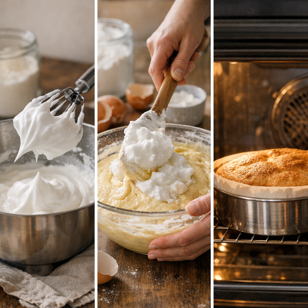 Étapes de la recette&nbsp;: monter, incorporer, cuire sans le faire retomber