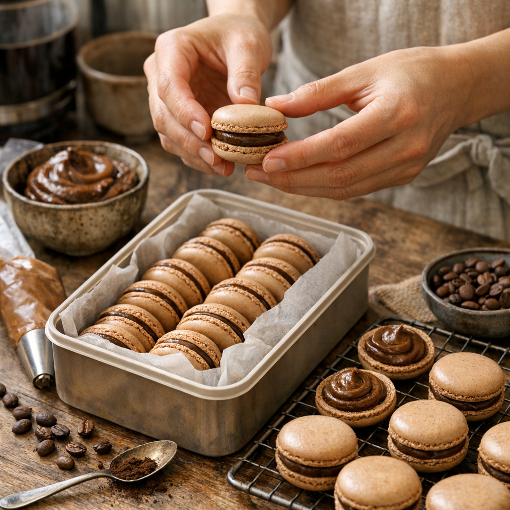 Assemblage et service : maturer les macarons pour plus de parfum