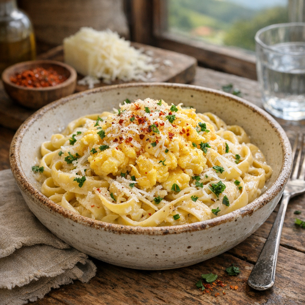 La Recette avec des œufs et des Pâtes : crémeuse sans crème