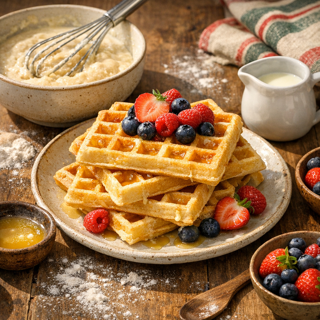 La Recette de pâte à gaufre facile donne 10 Gaufres dorées