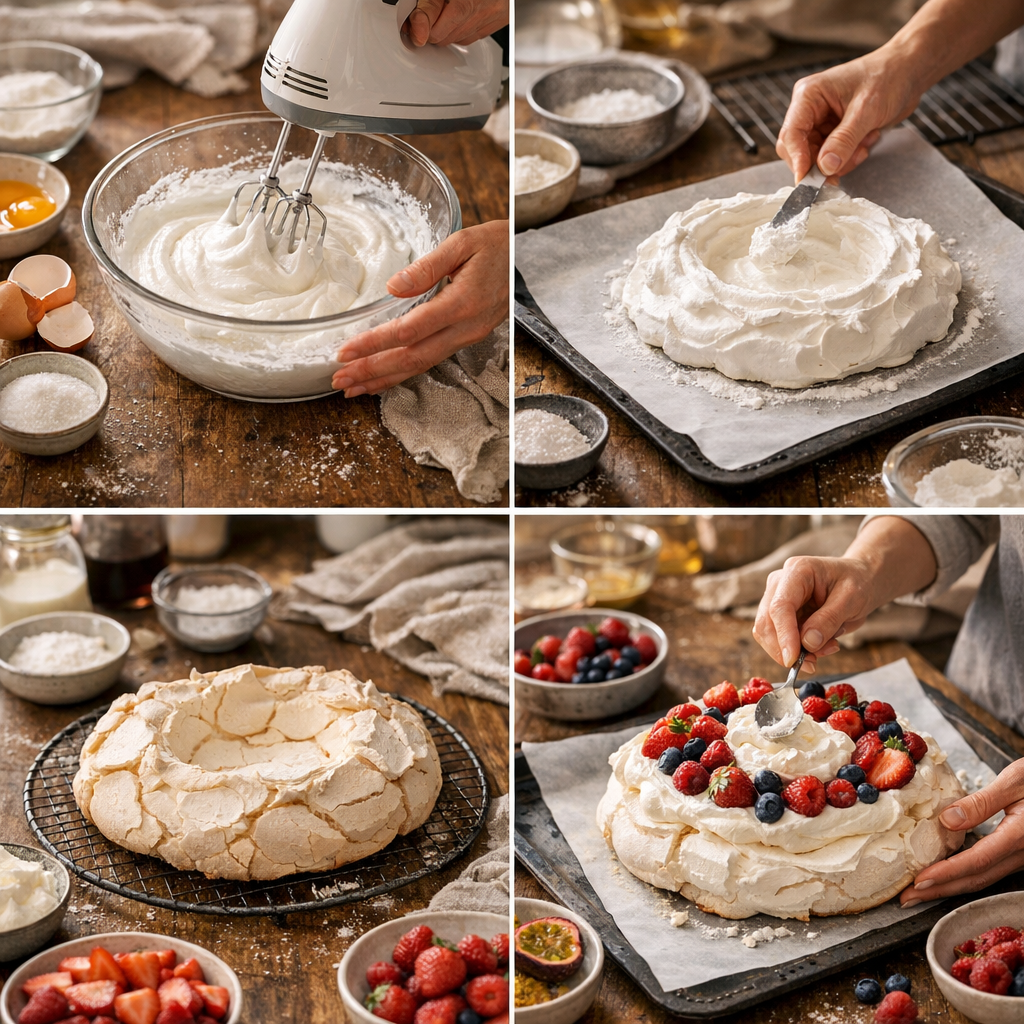 La préparation de la pavlova étape par étape